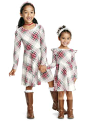 Baby And Toddler Girls Plaid Ruffle Everyday Dress
