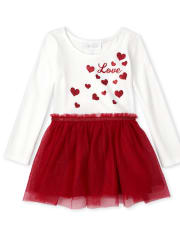 Vestido de tutú con corazón para bebés y niñas pequeñas