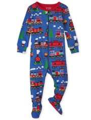 Baby And Toddler Boys Trains Snug Fit Cotton One Piece Pajamas
