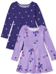 Toddler Girls Floral Skater Dress 2-Pack