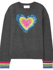 Girls Rainbow Heart Sweater