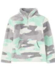 Jersey de sherpa con media cremallera y cuello simulado para niñas