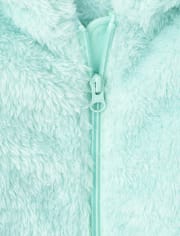Girls Glitter Sherpa Zip Up Hoodie