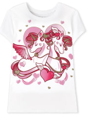 Girls Valentine's Day Unicorn Graphic Tee