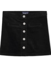 Girls Button Front Corduroy Skirt