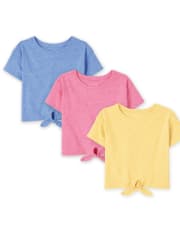 Baby And Toddler Girls Tie Front Top 3-Pack