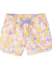 Baby And Toddler Girls Floral Twill Pull On Shorts