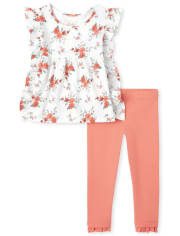 Toddler Girls Floral Empire Ruffle 2-Piece Set
