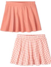 Falda pantalón estampada para niñas pequeñas, paquete de 2