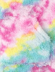 Chaqueta con cremallera Sherpa y teñido anudado arcoíris para bebés y niñas pequeñas