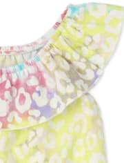 Barboteuse à volants léopard arc-en-ciel pour bébé et toute-petite fille