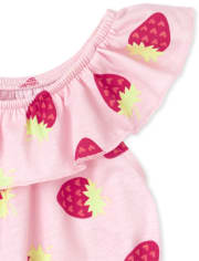 Baby And Toddler Girls Strawberry Ruffle Romper