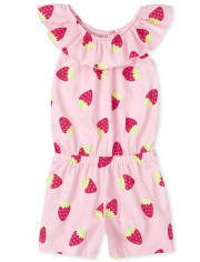 Baby And Toddler Girls Strawberry Ruffle Romper