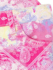 Short en sergé bandana tie-dye pour bébés et petites filles