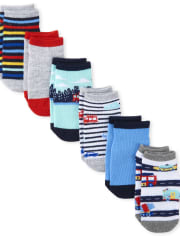 Toddler Boys Vehicle Ankle Socks 6-Pack
