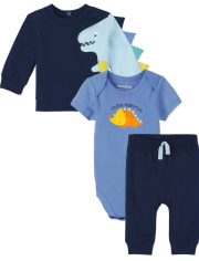 Conjunto de ropa de juego de 3 piezas Dino para bebés niños