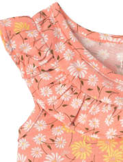 Conjunto de 2 piezas de cambray con volantes florales para niñas pequeñas