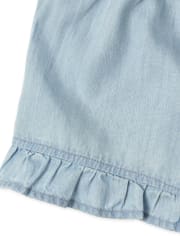 Conjunto de 2 piezas de cambray con volantes florales para niñas pequeñas