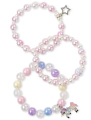 Paquete de 3 pulseras con cuentas de unicornio para niñas