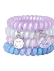 Girls Happy Face Shakey Coil Bracelet 4-Pack