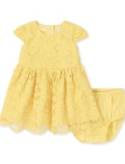 Baby Girls Lace Fit And Flare Dress