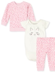 Baby Girls Leopard 3-Piece Playwear Set