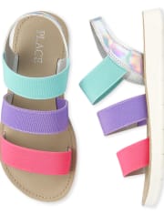 Girls Multi Color Elastic Sandals