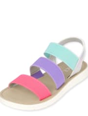 Girls Multi Color Elastic Sandals