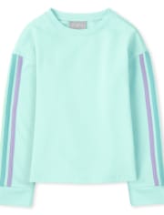 Sweat rayé en molleton pour fille