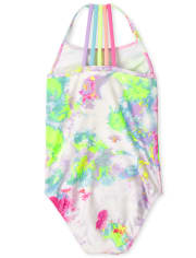 Traje de baño de una pieza con diseño de arcoíris para niñas