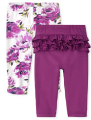 Baby Girls Floral Ruffle Pants 2-Pack