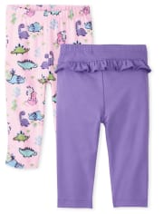 Lot de 2 pantalons à volants motif dinosaure pour bébé fille