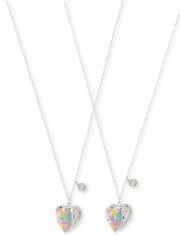 Girls Rainbow Glitter BFF Locket Necklace 2-Pack