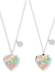 Girls Rainbow Glitter BFF Locket Necklace 2-Pack