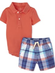 Baby Boys Pique Polo Outfit Set