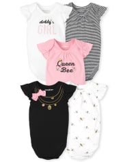 Baby Girls Queen Bee Bodysuit 5-Pack