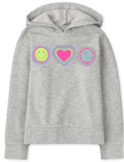 Sweat à capuche Happy Face en molleton pour fille