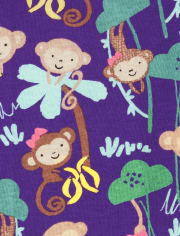 Baby And Toddler Girls Monkey Snug Fit Cotton Pajamas