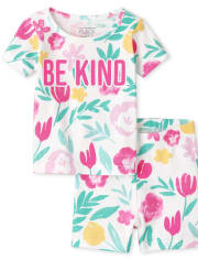 Baby And Toddler Girls Be Kind Snug Fit Cotton Pajamas