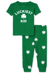Pijama unisex de algodón con ajuste ceñido para el día de San Patricio para bebés y niños pequeños