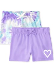 Girls Print Shorts 2-Pack