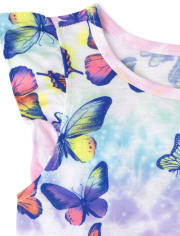Girls Unicorn Rainbow Butterfly Ruffle Nightgown 2-Pack