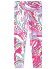 Girls Marble Hi-Rise Leggings