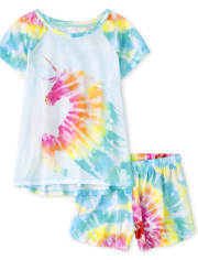 Girls Tie Dye Unicorn Pajamas