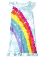 Chemise de nuit à volants arc-en-ciel pour fille