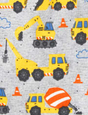 Pyjama en coton ajusté avec camion de construction pour bébés et tout-petits garçons