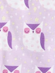 Pyjama en coton ajusté à motif hibou pailleté pour bébés et petites filles