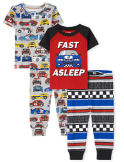 Baby And Toddler Boys Racecar Snug Fit Cotton Pajamas 2-Pack
