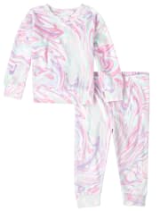 Baby And Toddler Girls Mommy And Me Marble Velour Pajamas