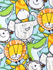 Pijama de una pieza de algodón con ajuste ceñido Safari para bebés y niños pequeños